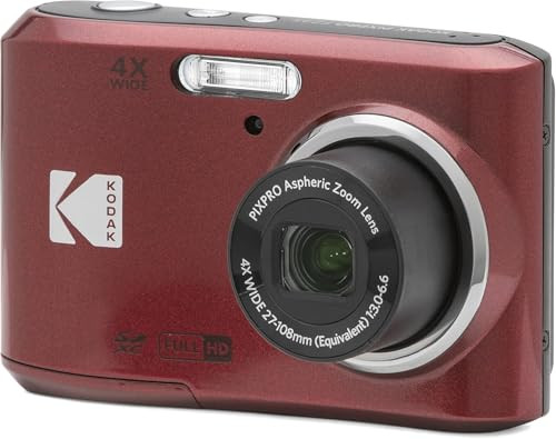 Kodak PIXPRO FZ45 Digital Camera, 16MP Point & Shoot with 4X Optical Zoom, 27mm Wide Angle, 2.7 Inch LCD, 1080p Video, Red | Amazon (US)