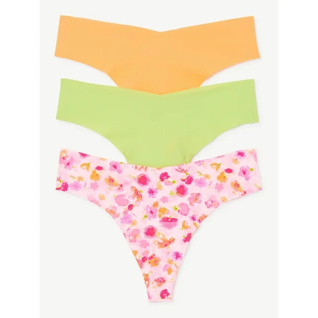 Joyspun Women's No Show Thong Panties, 3-Pack, Sizes XS to 3X | Walmart (US)