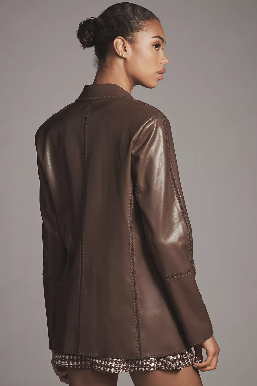 By Anthropologie Faux Leather Crochet-Stitch Blazer | Anthropologie (US)