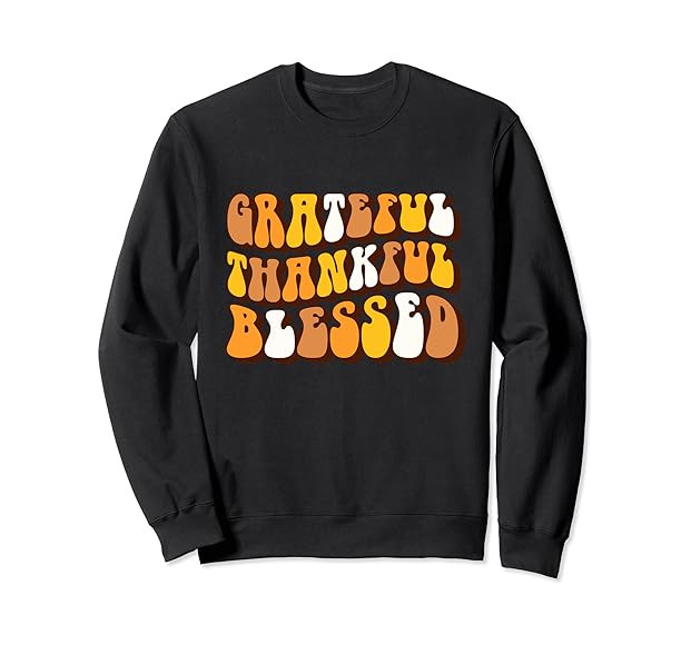 Retro Grateful Thankful Blessed Thanksgiving Shirt for Women Sweatshirt | Amazon (US)