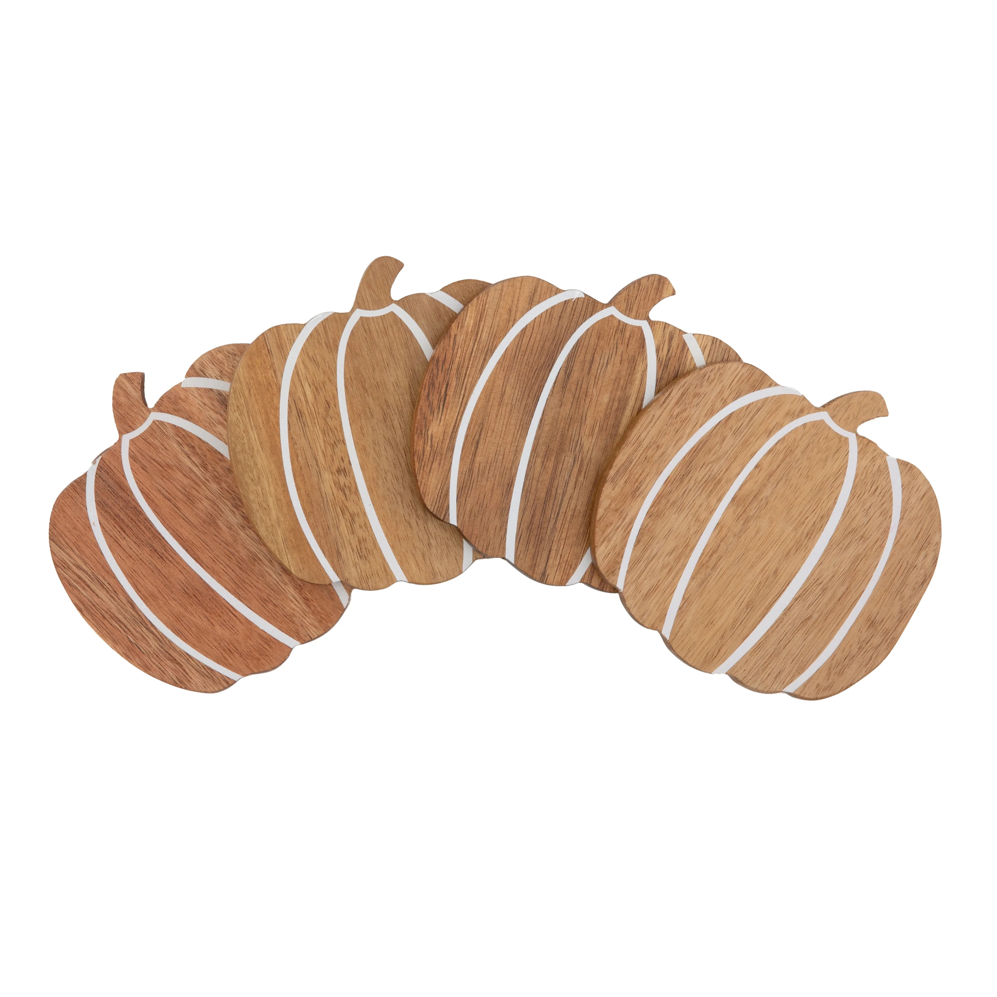 Way to Celebrate Pumpkin-Shaped Drink Coasters, Wood, 4-Pack, Brown | Walmart (US)