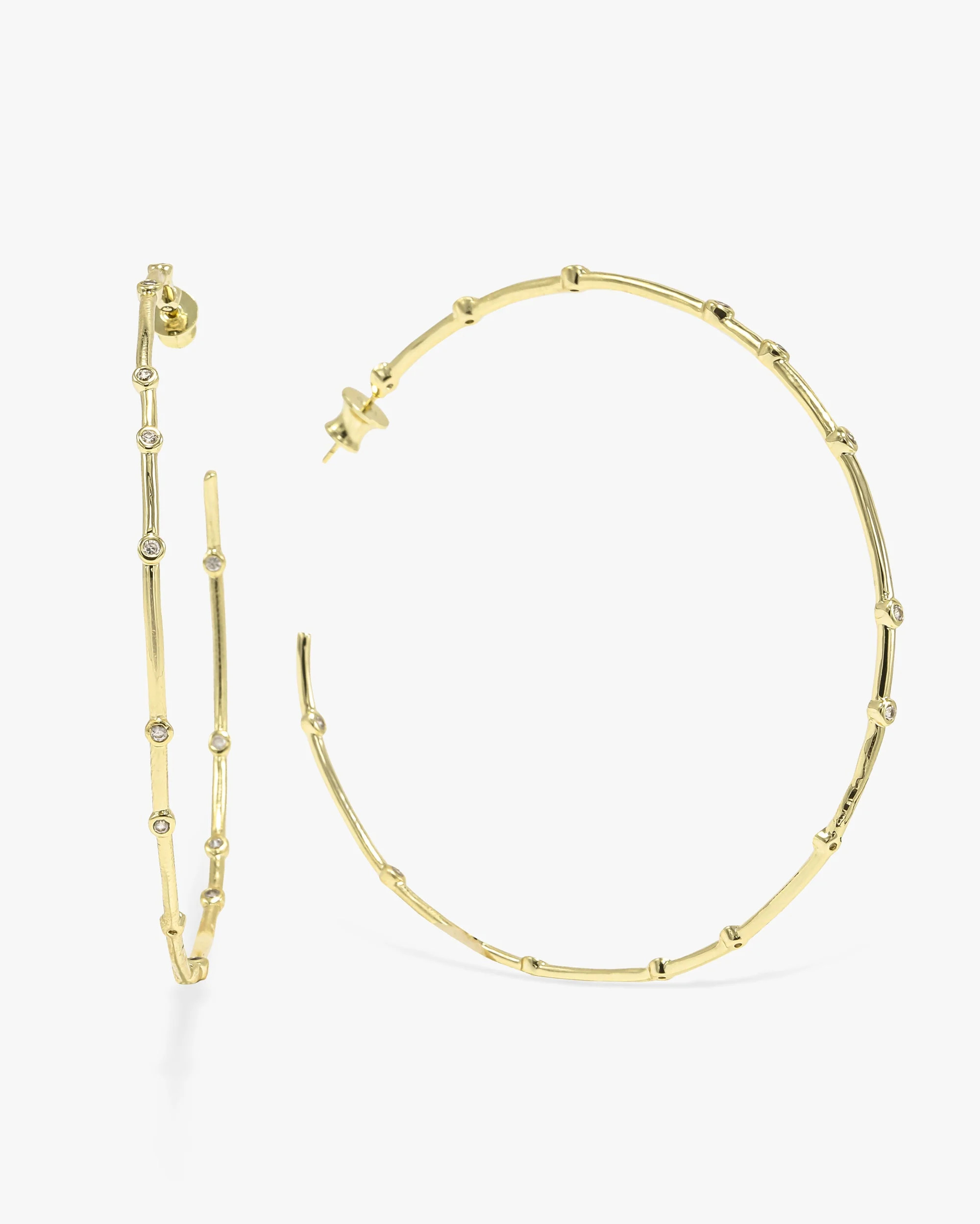 Big Ass Hoops 3" - Gold|White Diamondettes | Melinda Maria Jewelry