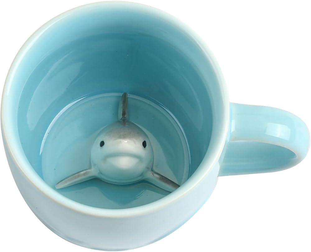Shark Ceramic Mug Hidden 3D Animal Inside Cup,12 OZ Handmade Cute Figurine Mugs,Christmas and Bir... | Amazon (US)