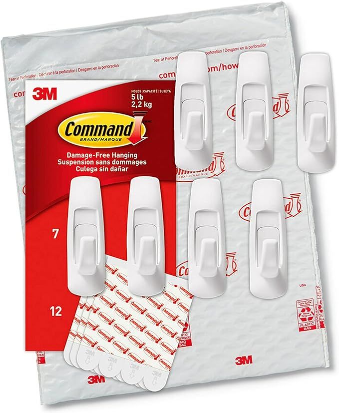 Command Large Utility Hooks, 7-Hooks, 12-Strips, Organize Damage-Free | Amazon (US)