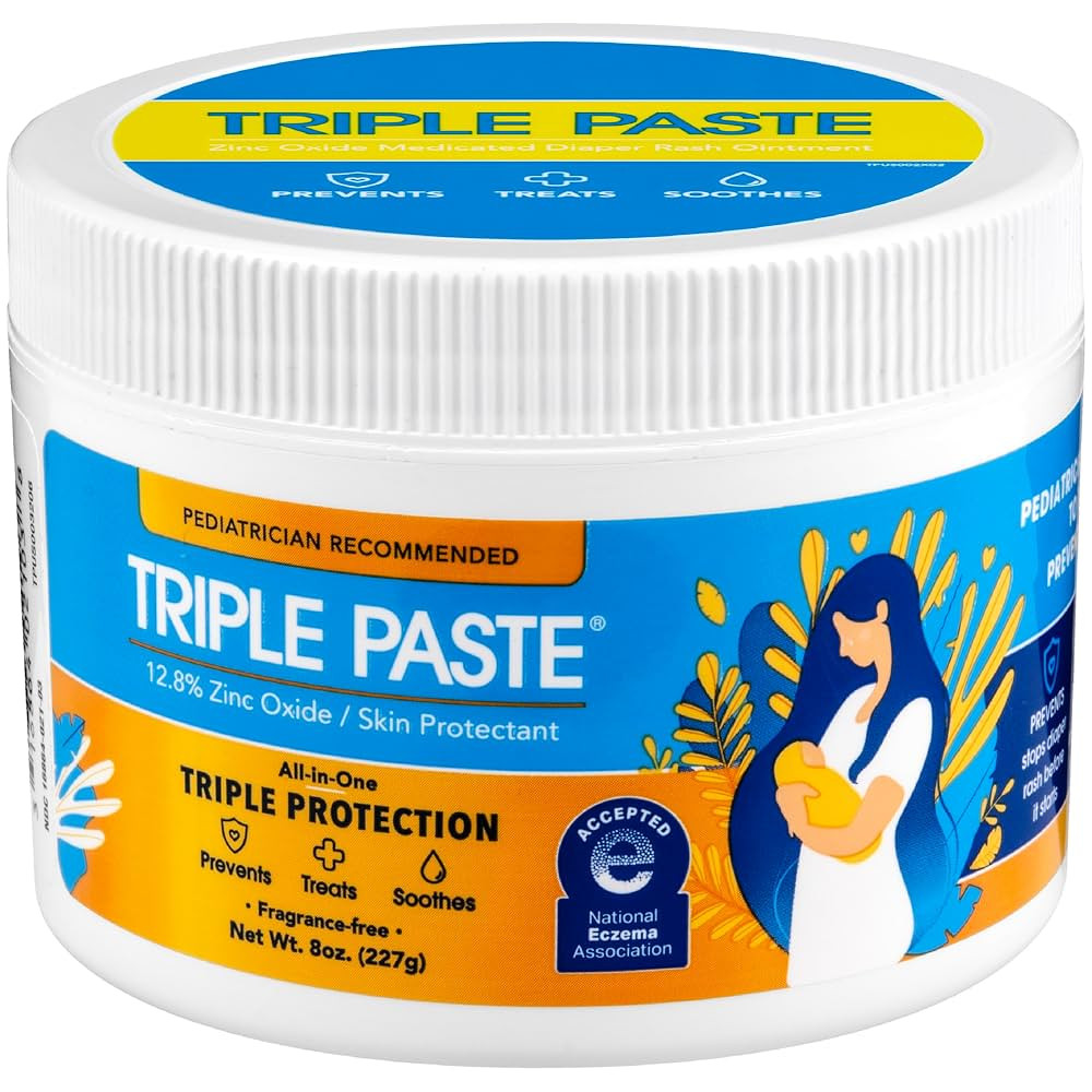 Triple Paste Diaper Rash Cream for Baby - 8 Oz Tub - Zinc Oxide Ointment Treats, Soothes and Prev... | Amazon (US)