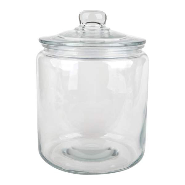 Clear Glass Canister with Round Knob Glass Lid, 195oz | At Home