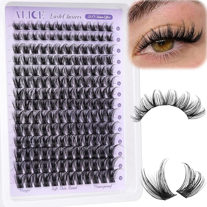 ALICE Lash Clusters Wispy Eyelash Clusters 10-18mm 168pcs Cluster Eyelash Extensions Natural Volu... | Amazon (US)