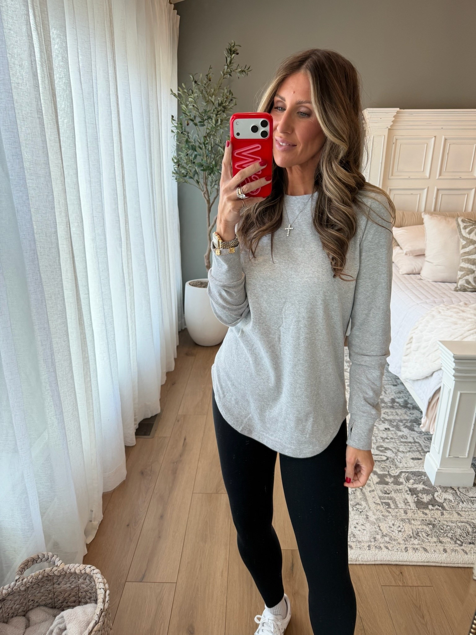 Casual outfit inspo, running errands, busy mom outfit, long sleeve tee, leggings, active outfit, themominstyle

#LTKSeasonal #LTKActive #LTKootd