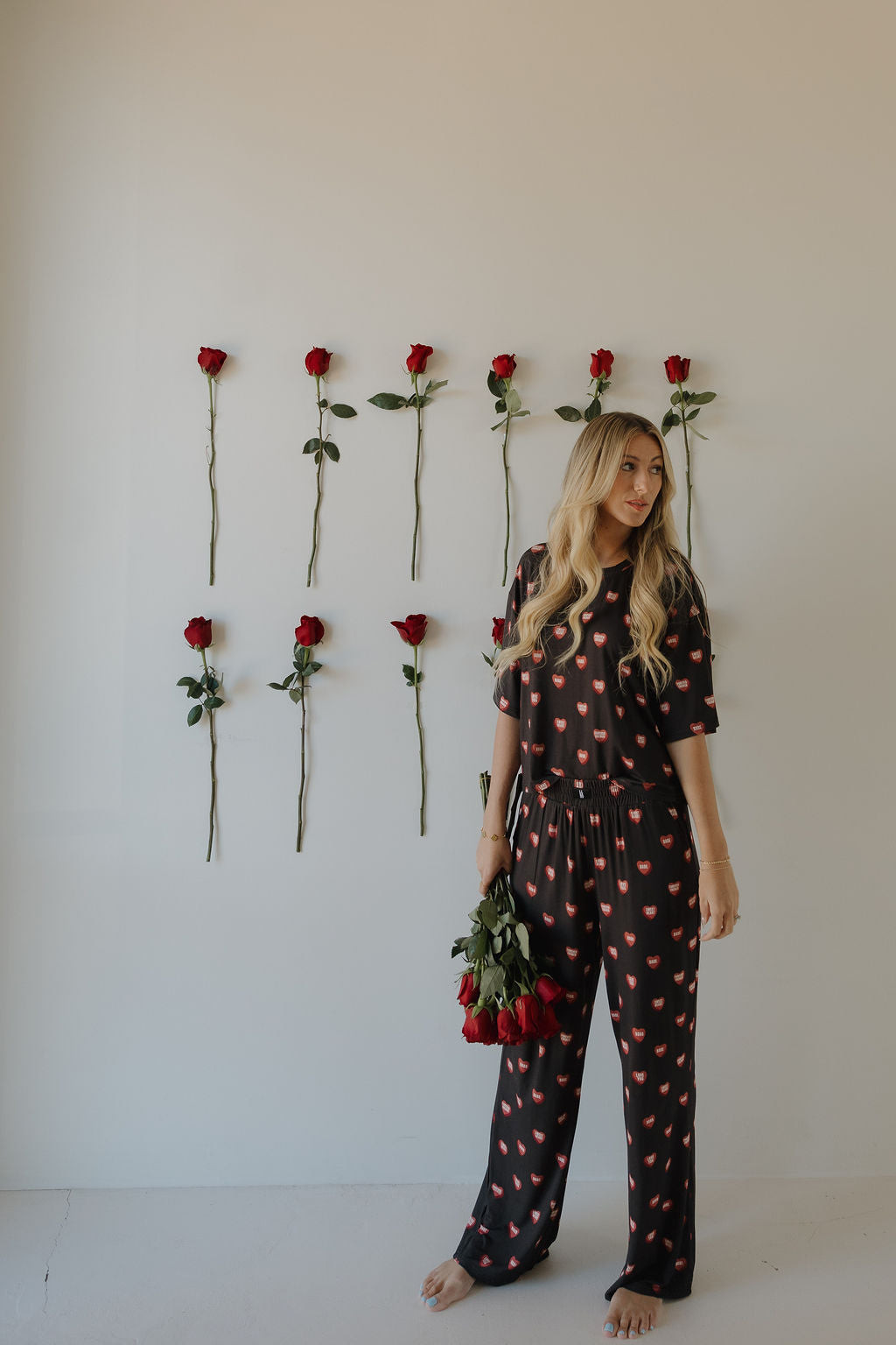 Women's Boxy Tee Lounge Set | Love Notes - Charcoal | Forever French