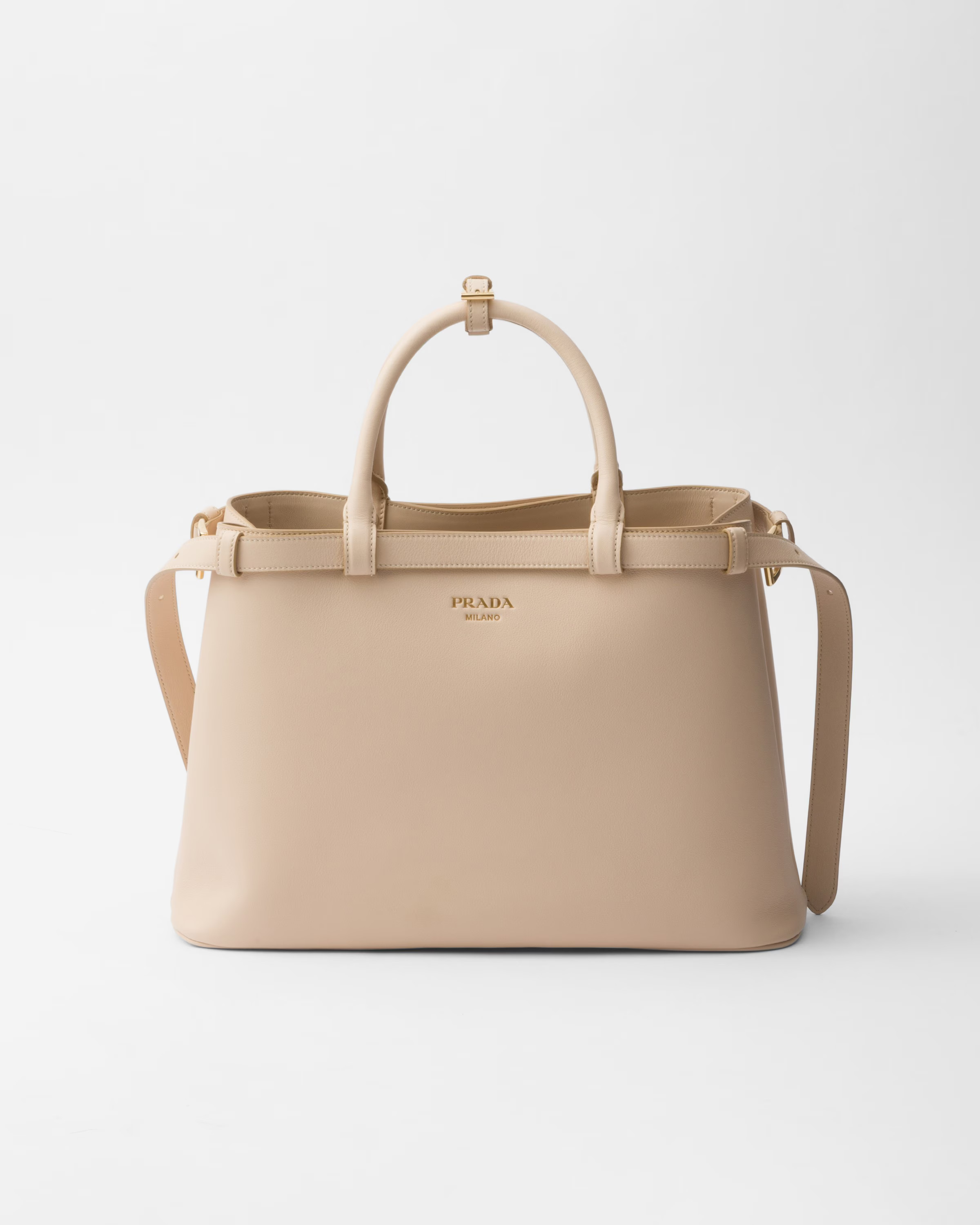 Prada Buckle medium leather handbag with double belt | Prada US