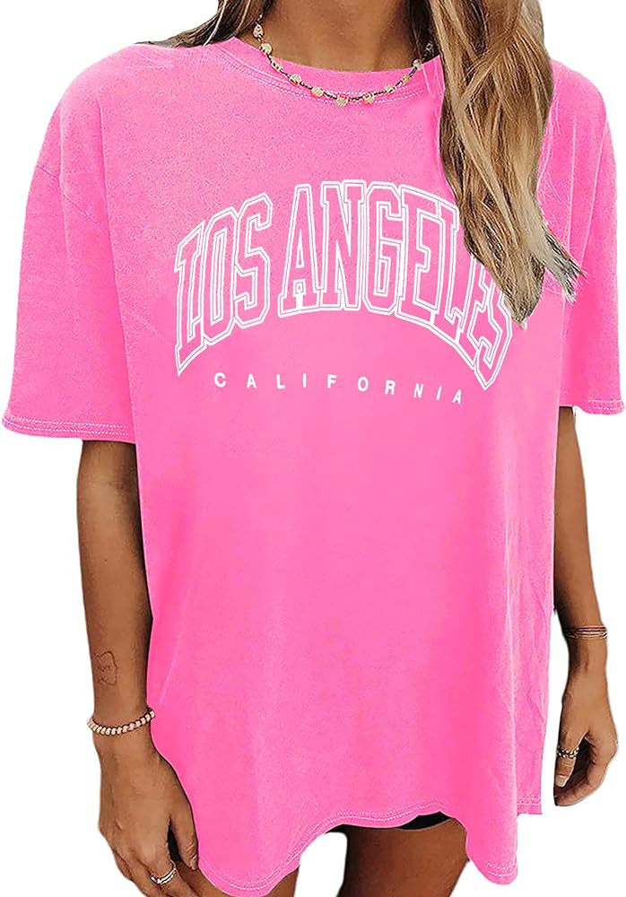 vblane Oversized T Shirts for Women Short Sleeve Summer Loose Vintage Graphic Tees | Amazon (US)