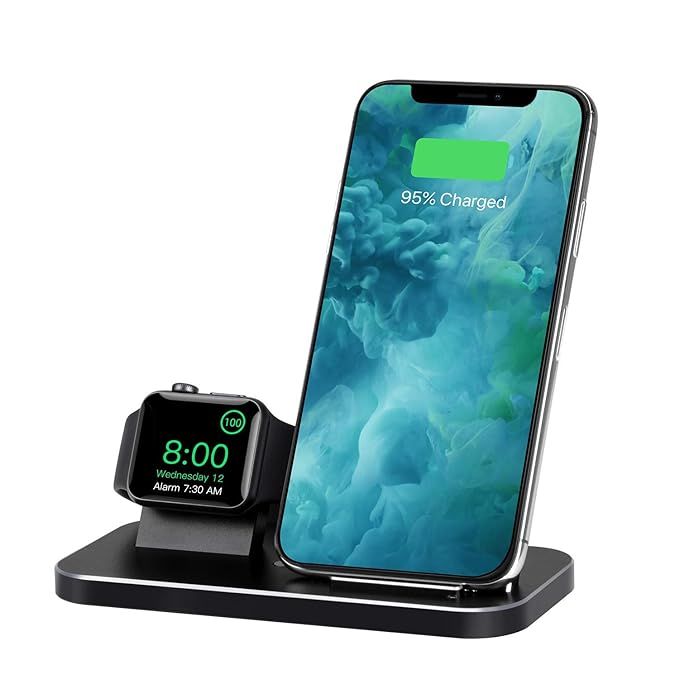 BNCHI 2 in 1 Aluminum Alloy Phone Wireless Charger Stand & Charging Station Compatible Watch Seri... | Amazon (US)