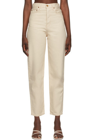 Beige Claude High Taper Jeans | SSENSE