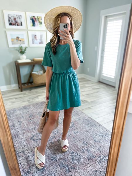 Old-navy t-shirt dress (XSP). Casual outfit. Vacation outfit. Teacher outfit. Casual style. Vacation dress. Mom outfit. 

#LTKstyletip #LTKtravel #LTKunder50
