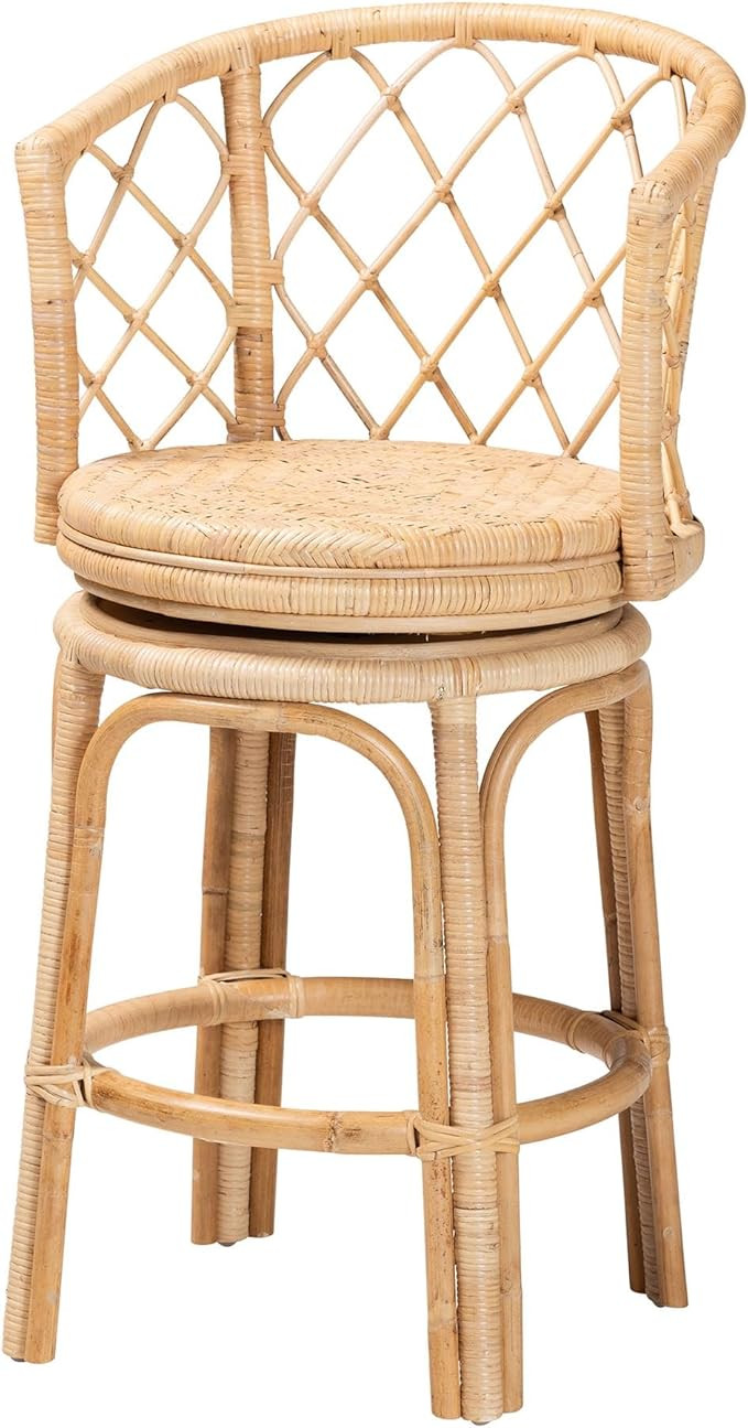 Bali & pari Ayu Bohemian Light Honey Rattan Swivel Counter Stool | Amazon (US)