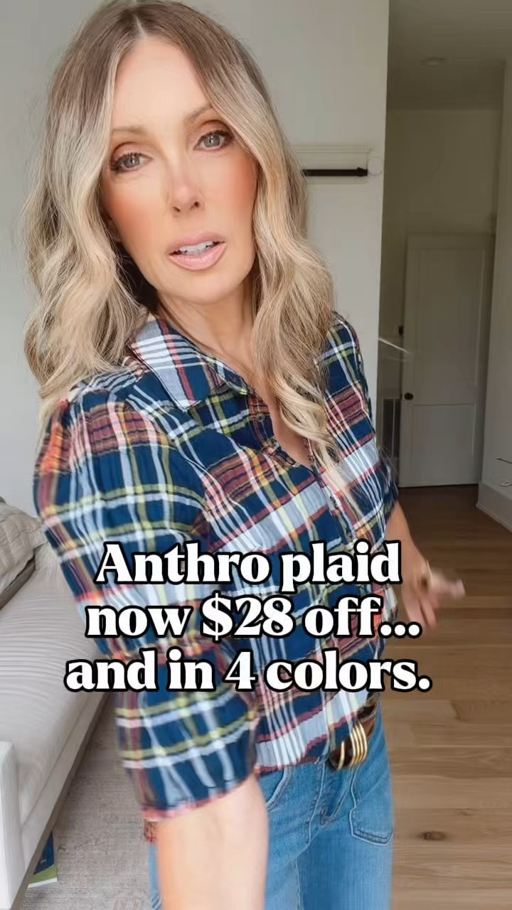 The jeans and the different color shirts are all on sale!