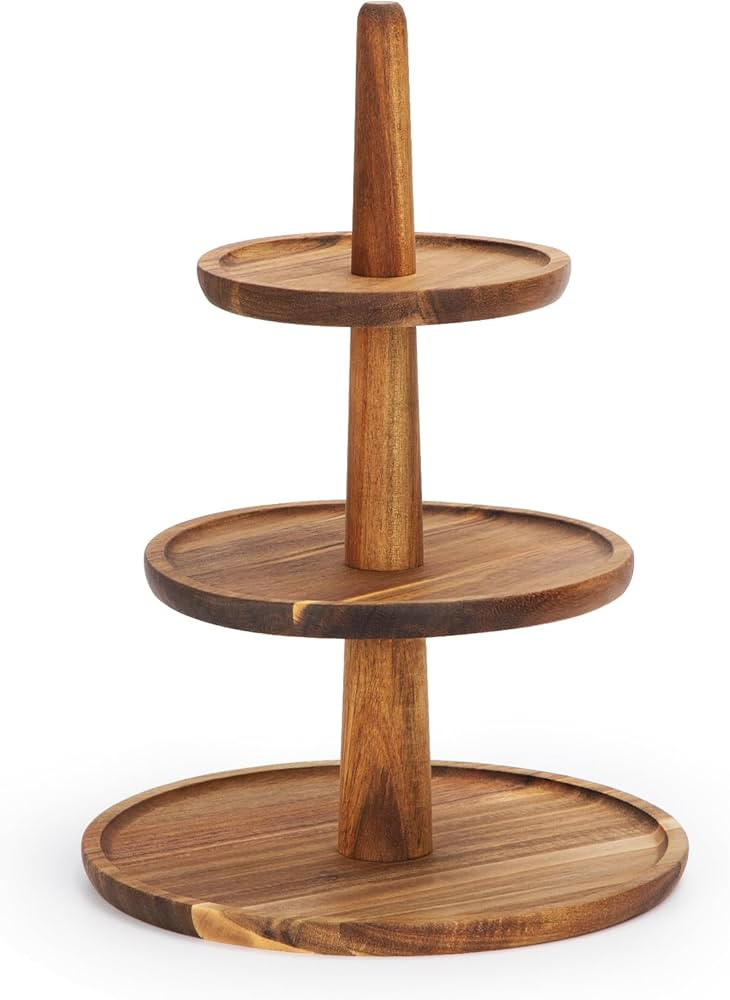 Wooden Cupcake Stand Sturdy 3 Tier, 10” Dessert Stand Tower Tree Display Pastry Serving Tray Pl... | Amazon (US)