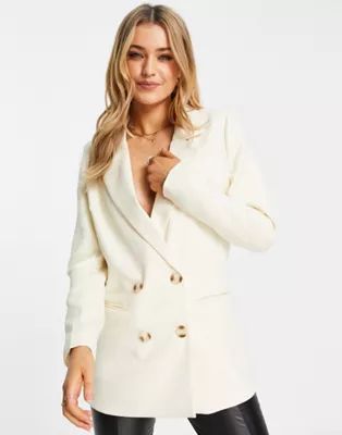 In The Style x Perrie Sian boxy blazer in cream | ASOS (Global)