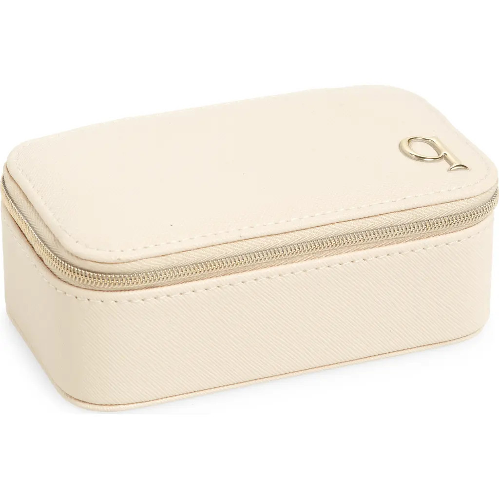 Nordstrom Initial Rectangular Jewelry Box in Q- Cream- Gold at Nordstrom | Nordstrom