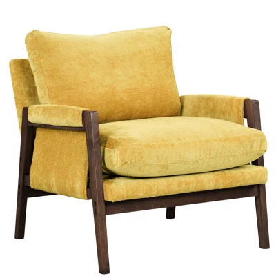 Yellow Velvet Seat - Mid-century Modern Comfort For Home Theater & Office Armchair Living Area Study | Wayfair North America