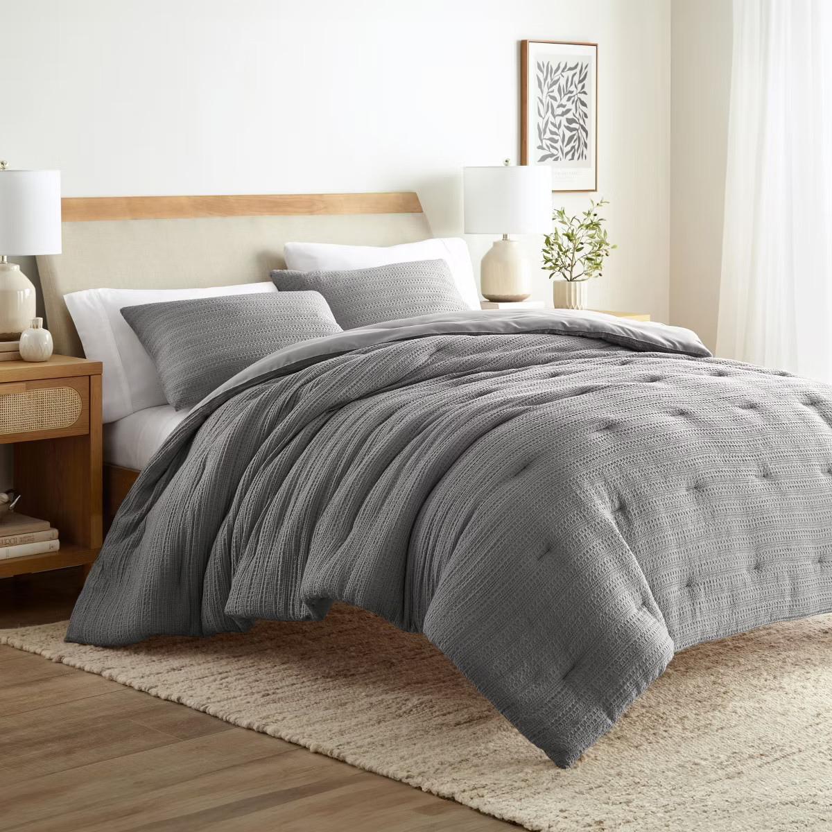 Waffle Textured Comforter Set All Season Down-Alternative Ultra Soft Puffy Bedding - Becky Camero... | Target
