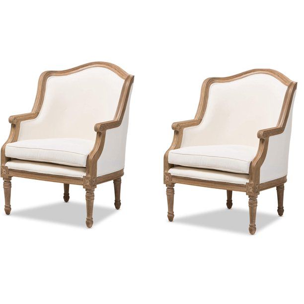 Baxton Studio Charlemagne Traditional French Accent Chair, Oak (Set of 2) | Walmart (US)