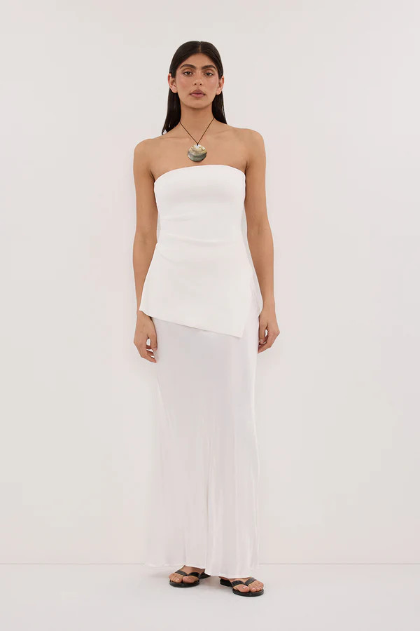 CHARLI WHITE SATIN MAXI SKIRT | DISSH