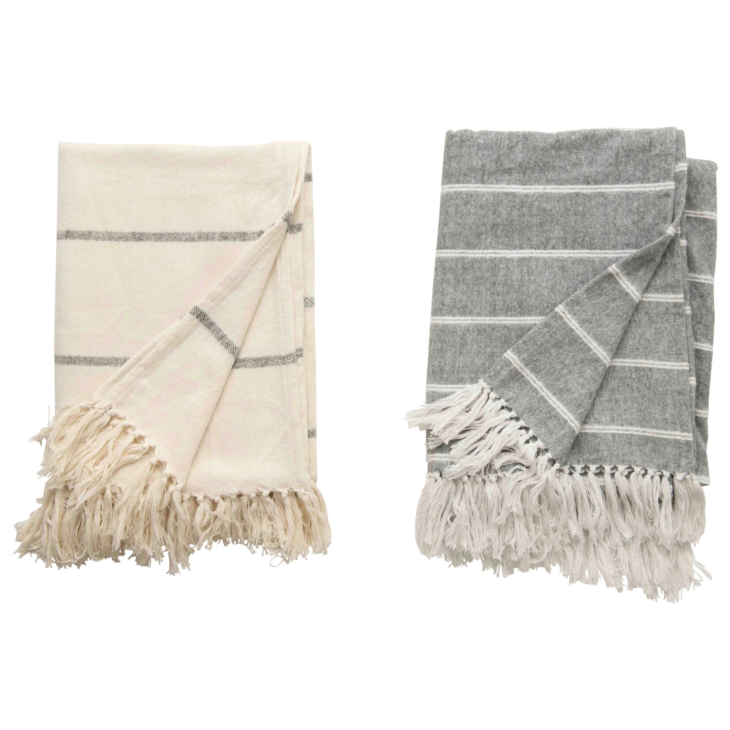Striped Throw with Fringe, 2 Styles | Sweenshots Studios