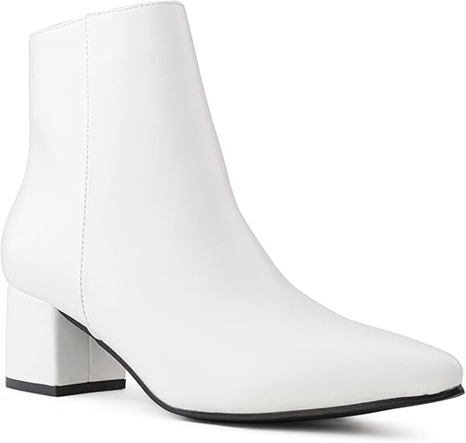 Women's Walking Block Heel Side Zip Slim Fit Ankle Bootie | Amazon (US)