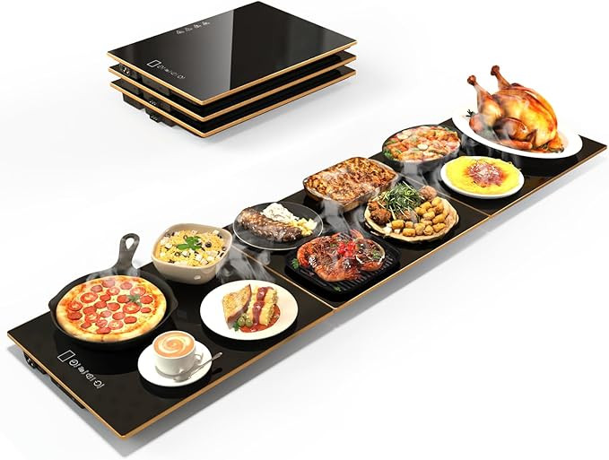 Food Warmers for Parties Buffet, （47"x12"） Assemblable Stackable Electric Warming Tray with 8... | Amazon (US)