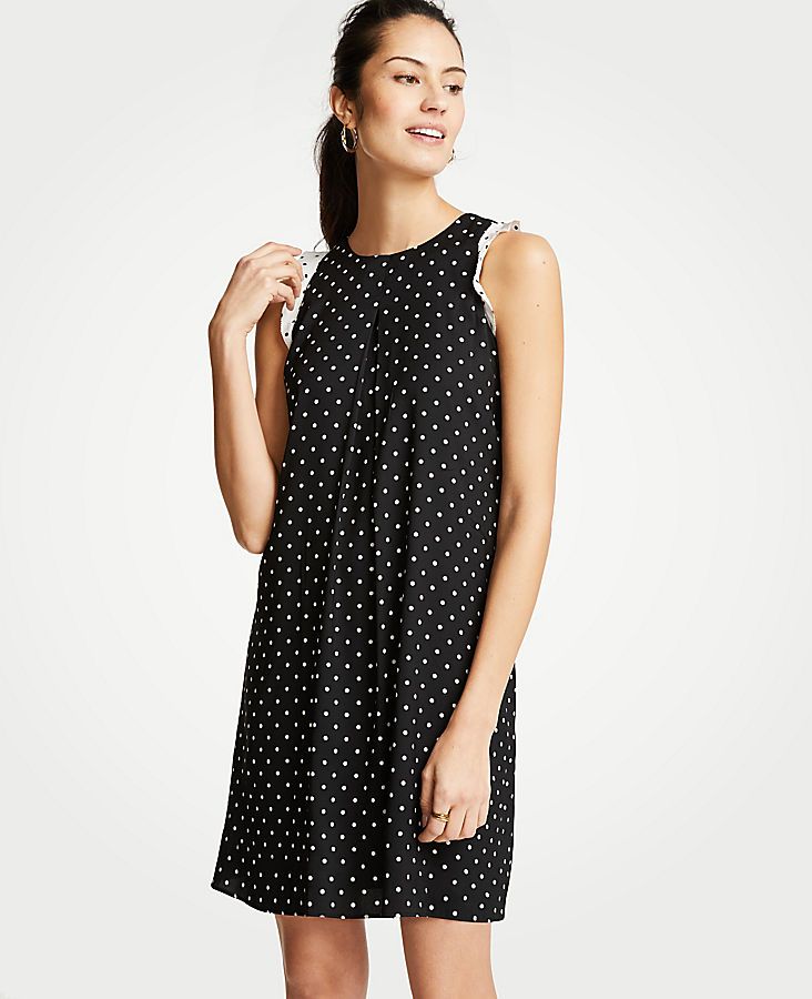 Polka Dot Ruffle Shift Dress | Ann Taylor (US)