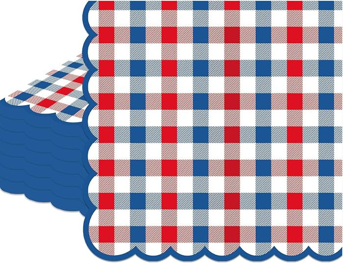 100 Pcs 4th of July Gingham Napkins Disposable - Patriotic Plaid Checkered Paper Napkins - Red Wh... | Amazon (US)