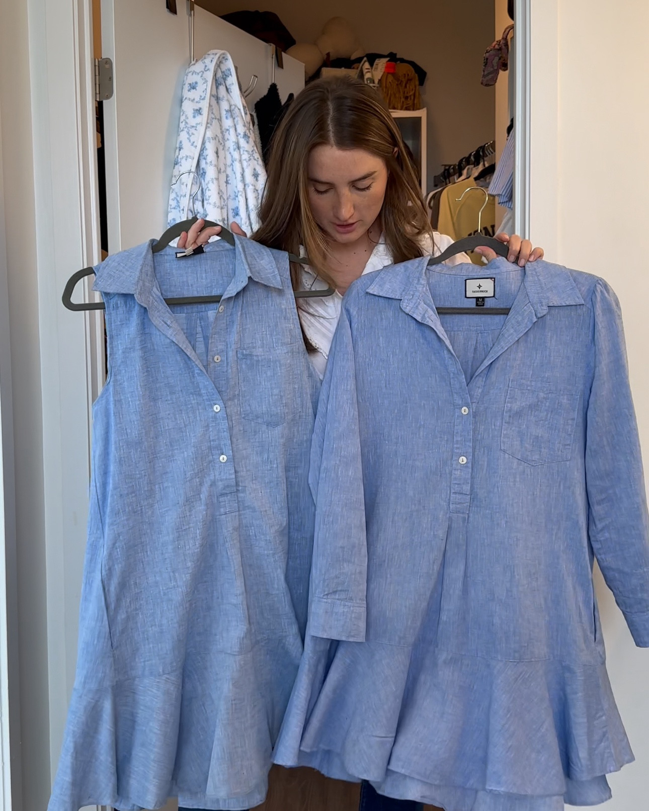 tuckernuck denim dress TUCKERNUCK Braid Neck DoublePocket Tweed Dress – Silver Accents main image 0