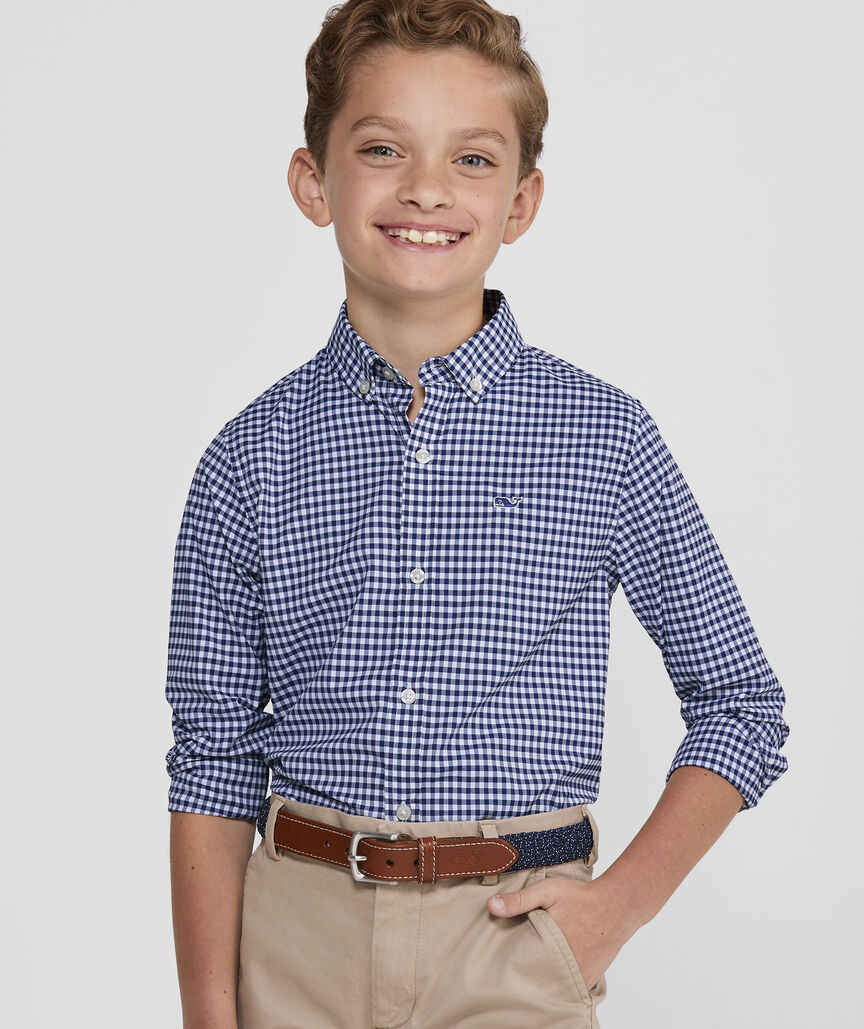 Boys' On-The-Go brrrº Gingham Shirt | vineyard vines