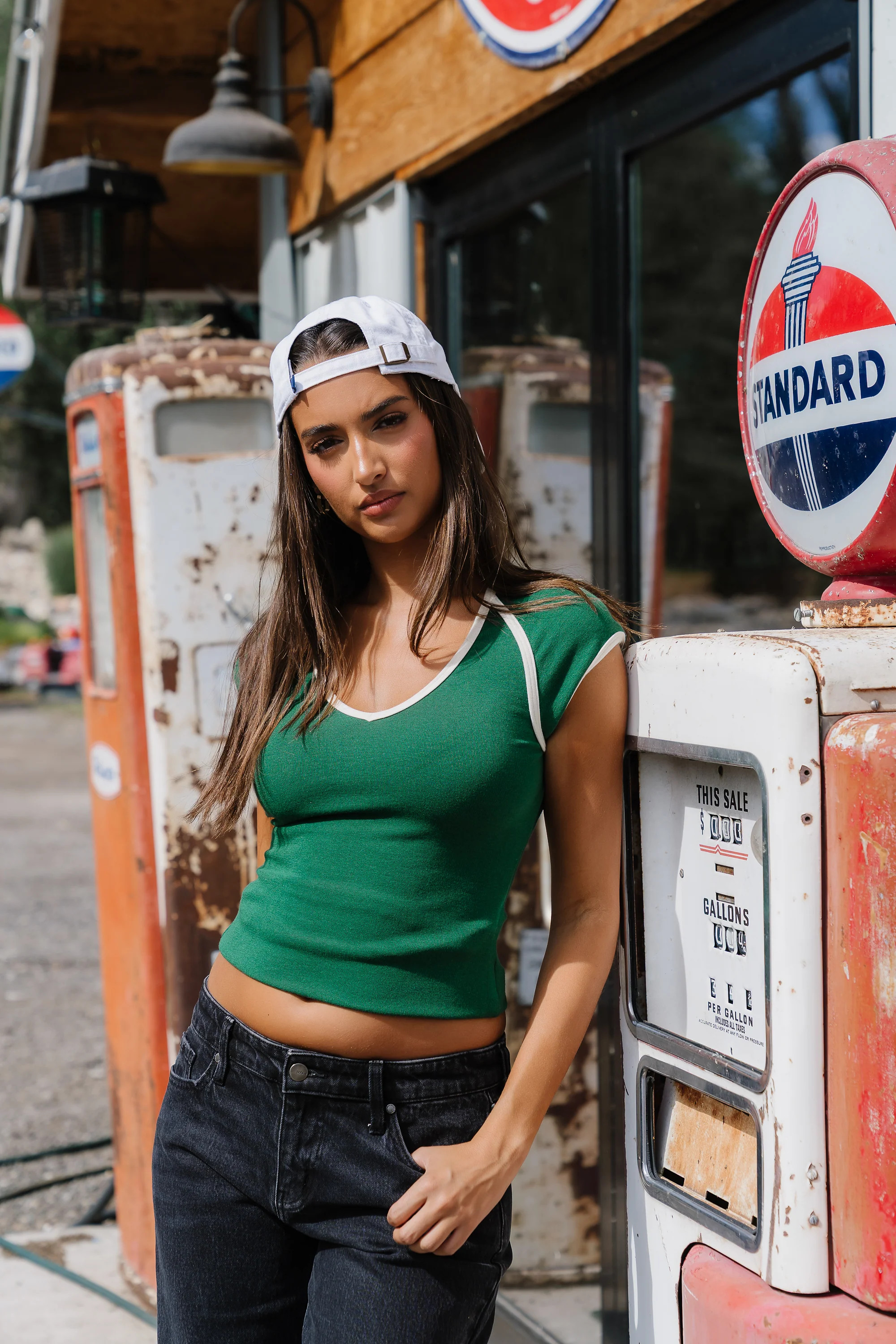 Jessi Contrast Top in Green | Böhme US