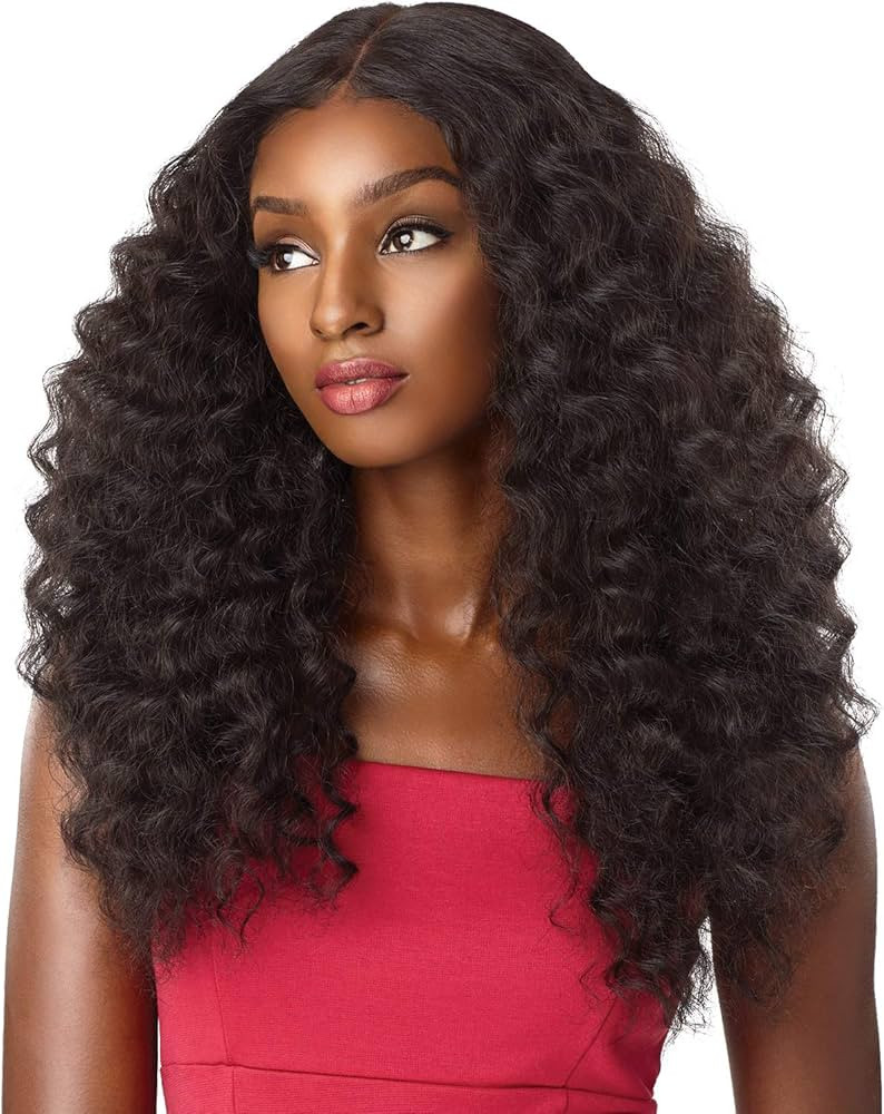 sensationnel synthetic lace front wig empress edge natural center part amani (1B) | Amazon (US)