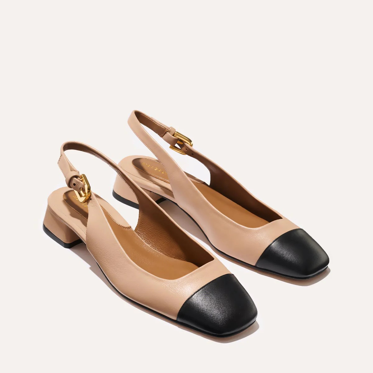 The Darcy Slingback - Dune and Black Nappa | Margaux