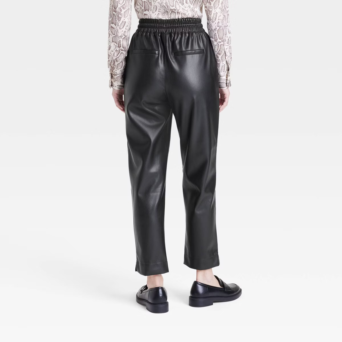 Women's High-Rise Faux Leather Tapered Ankle Pull-On Pants - A New Day™ | Target