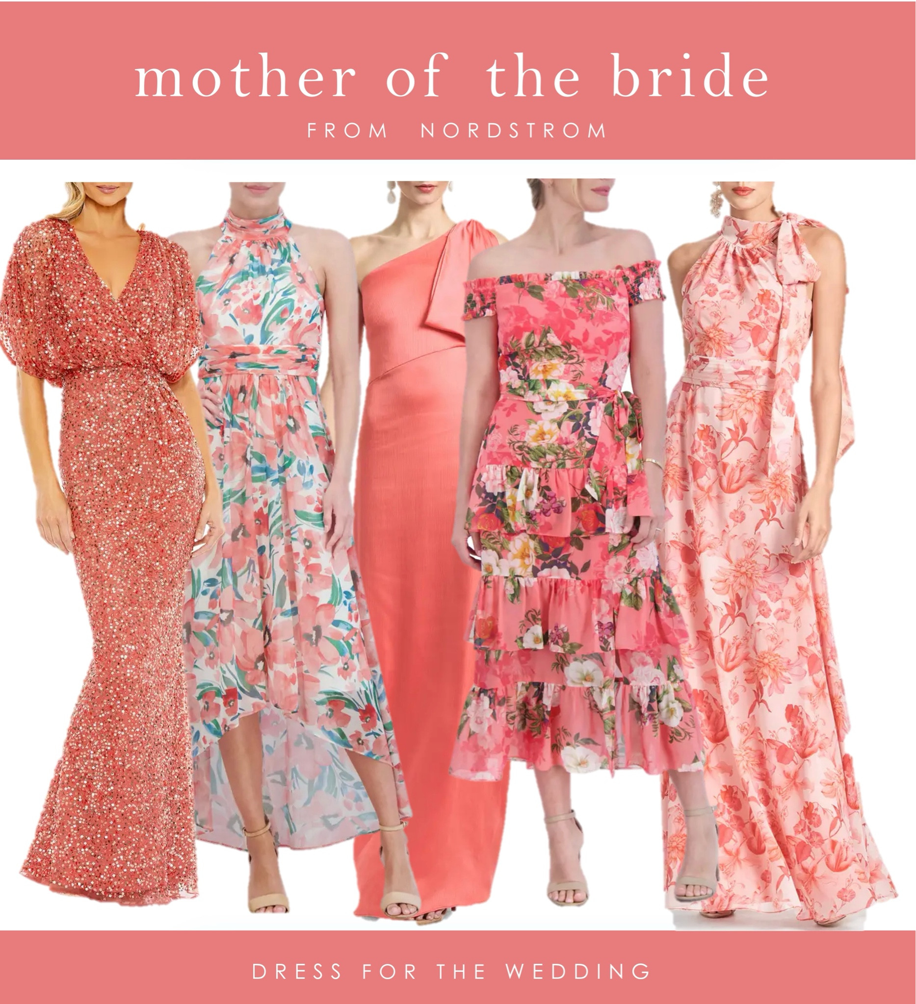 Coral dress for weddings, mother of the bride dress, mother of the groom dress, fashion over 40, fashion over 50, grandmother of the bride, beach wedding, destination wedding outfit, coral sequin gown, formal gown, coral hi low dress, Eliza J dress, Mac Duggal dress, Nordstrom dress, off the shoulder dress, coral floral dress, one shoulder dress. 

#LTKOver40 #LTKxNSale #LTKWedding