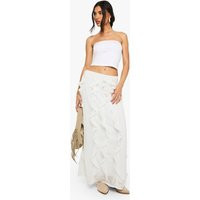 Womens Chiffon Ruffle Maxi Skirt - White - 12 | boohoo (US & Canada)