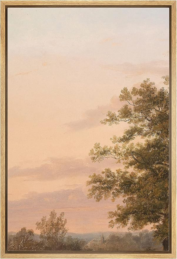 wall26 Framed Canvas Print Wall Art Pastel Watercolor Sunset Tree Forest Nature Wilderness Modern... | Amazon (US)