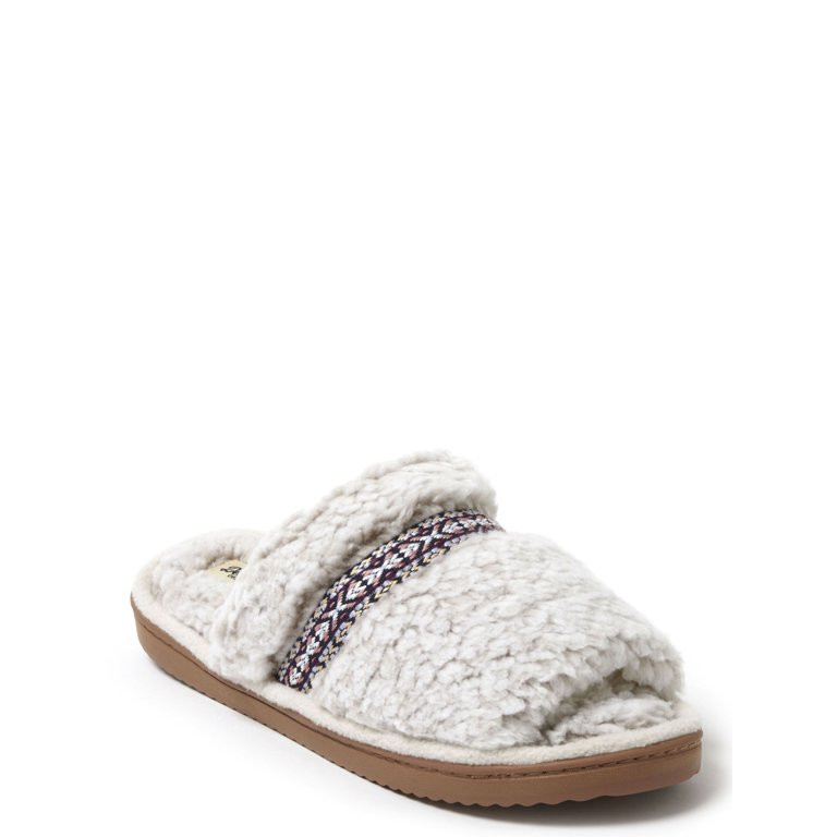 Dearfoams Cozy Comfort Women's Tipped Teddy Slide Slippers - Walmart.com | Walmart (US)