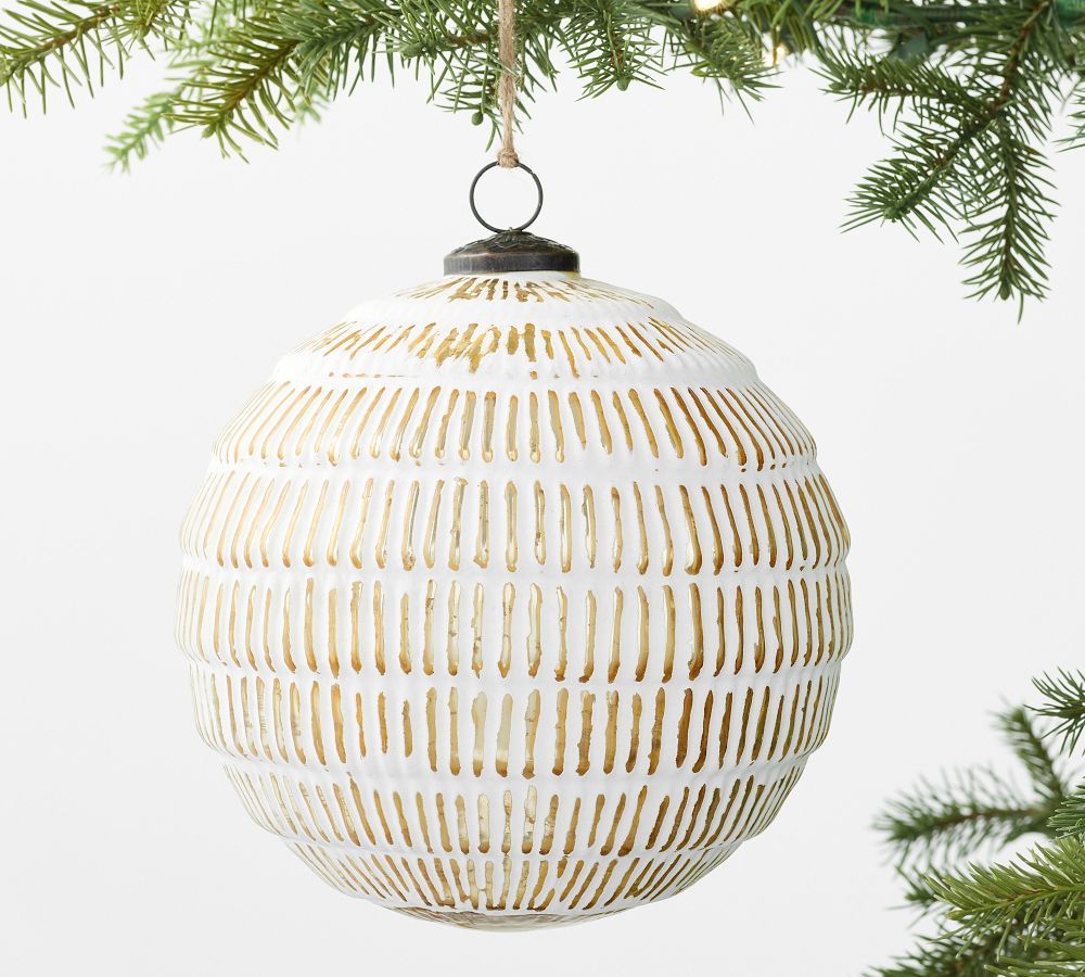 White & Gold Mercury Glass Ball Ornaments | Pottery Barn (US)