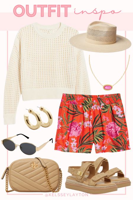 Outfit idea, old navy, crochet knit top, floral shorts, Tory Burch bag, sandals 

#LTKSaleAlert #LTKFindsUnder50 #LTKSeasonal