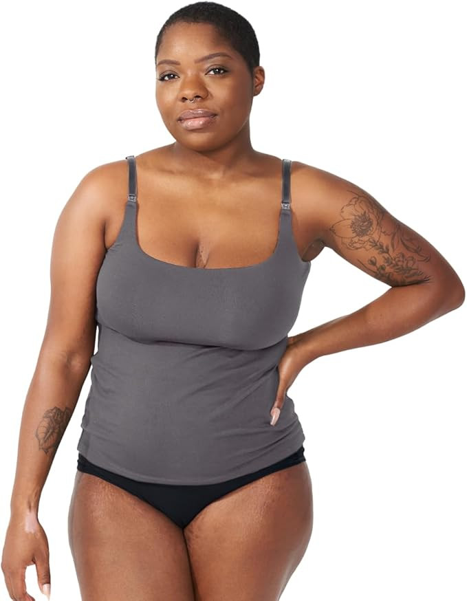The Always-On Nursing Tank. Tank with a Built-in Bra for Nursing. Harper's Bazaar Best Square Nec... | Amazon (US)