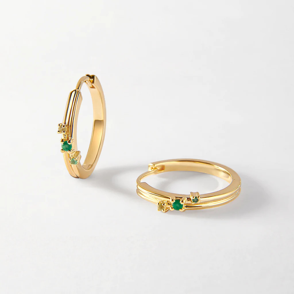 Intuition Emerald Huggie Earrings - Gold | Edge of Ember Ltd