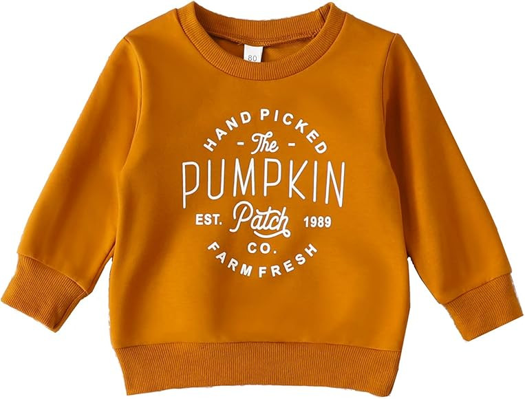 Toddler Boy Girl Halloween Pumpkin Patch Sweatshirt Outfit Long Sleeve Oversized Sweater Shirts Fall | Amazon (US)