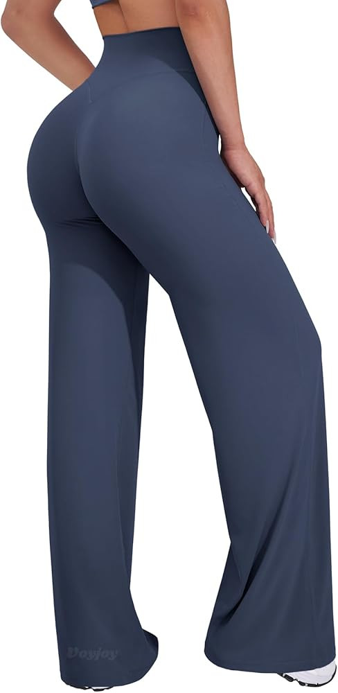 VOYJOY Straight Leggings Bottoms Womens Wide Leg 29"/ 31.5"/33"/35" Pants | Amazon (US)