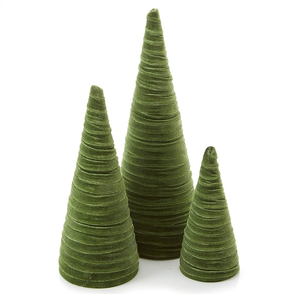 Taupe Velvet Trees Set of 3, Modern Christmas Decor, Mantel Décor, Holiday Entryway, Rustic Wint... | Amazon (US)