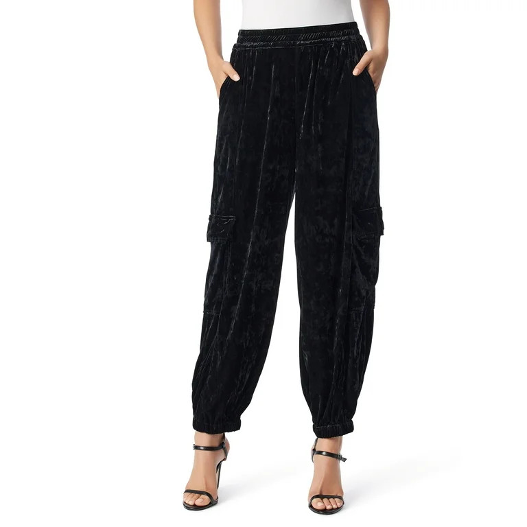 Jessica Simpson Women's and Women's Plus Size Crushed Velvet Cargo Pants, Sizes XS-4X | Walmart (US)